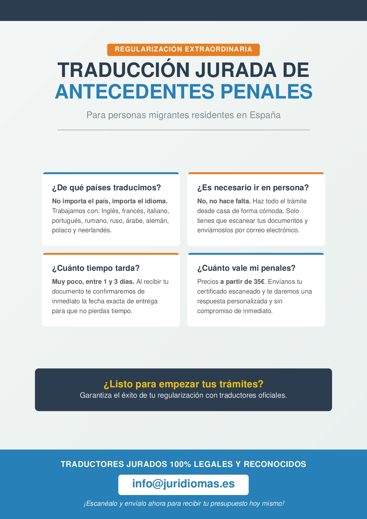 Traducción jurada de antecedentes penales para la Regularización Extraordinaria 2026